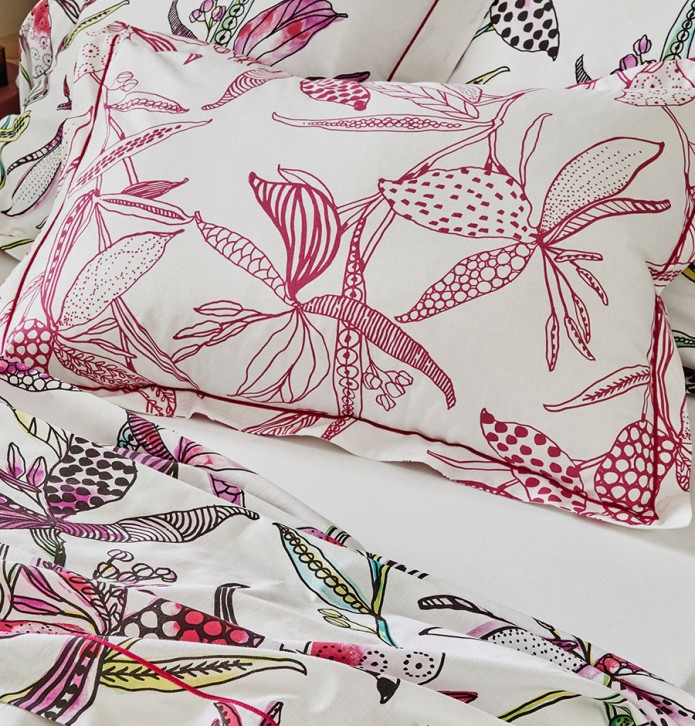 Taie d'oreiller Pénélope rose Tradilinge - Blancollection