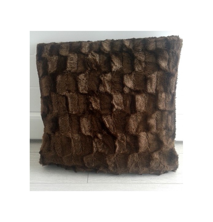Lot de 2 coussins fausse fourrure Vison chocolat Ourson