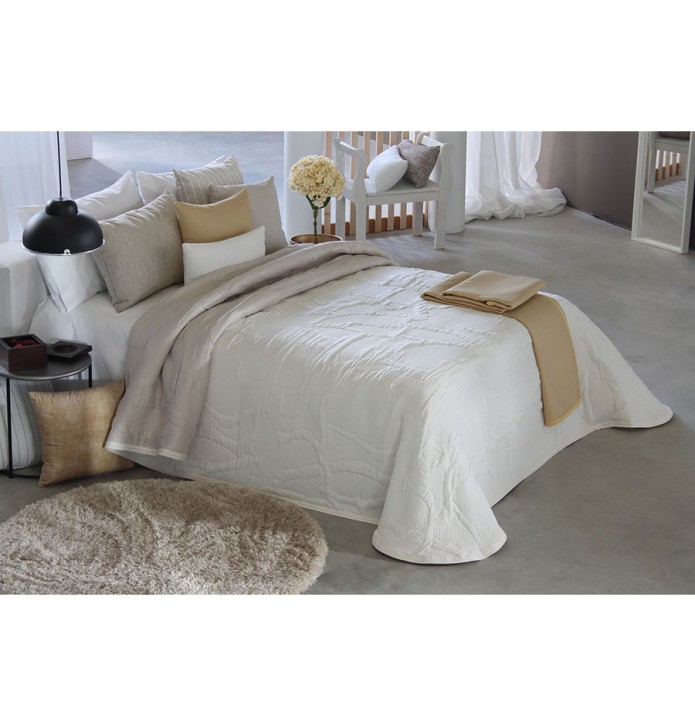 Couvre lit jacquard Caitlin écru Reig Marti - Blancollection