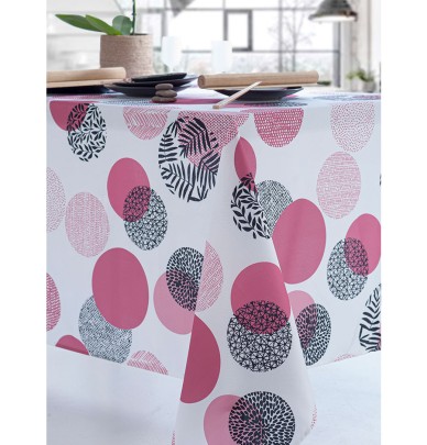 Nappe polyester Vegetal Dots rose Calitex