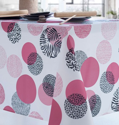 Nappe polyester Vegetal Dots rose Calitex