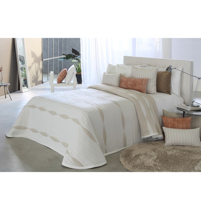 Couvre lit jacquard Dumont lin Reig Marti - Blancollection