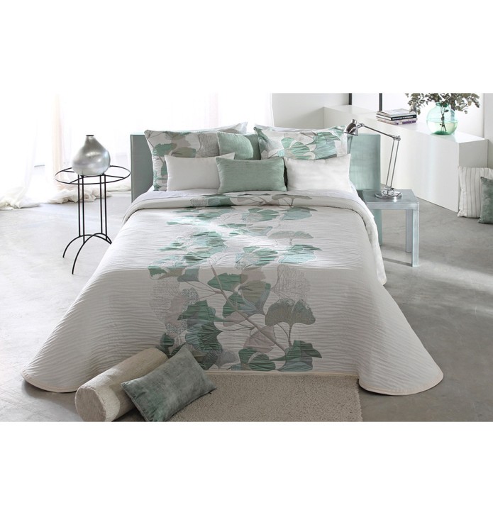 Couvre lit jacquard Linneo vert Reig Marti - Blancollection