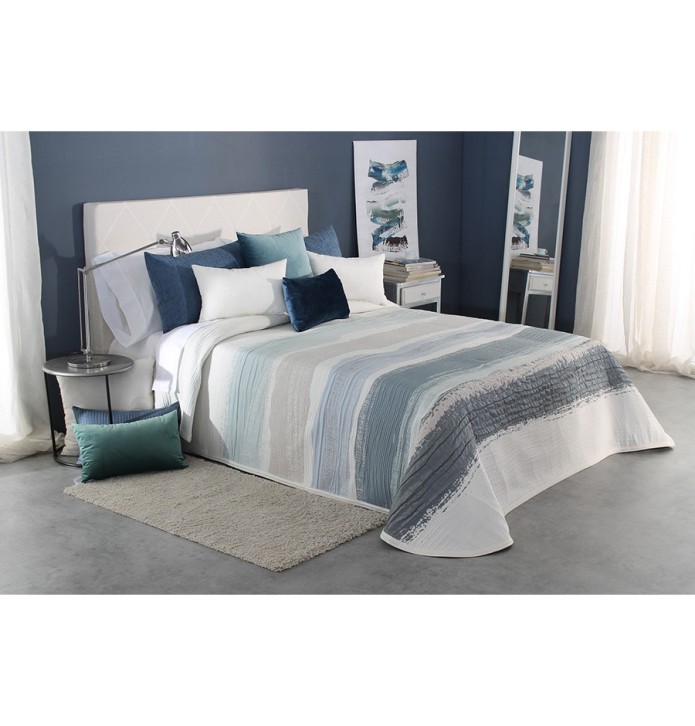 Couvre lit jacquard Movie bleu Reig Marti - Blancollection