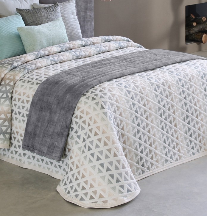 Couvre lit jacquard Murphy gris beige Reig Marti - Blancollection