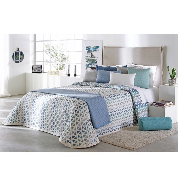 Couvre lit jacquard Murphy bleu Reig Marti - Blancollection