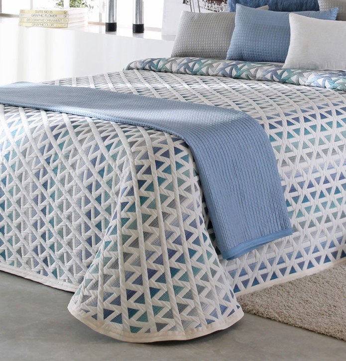 Couvre lit jacquard Murphy bleu Reig Marti - Blancollection