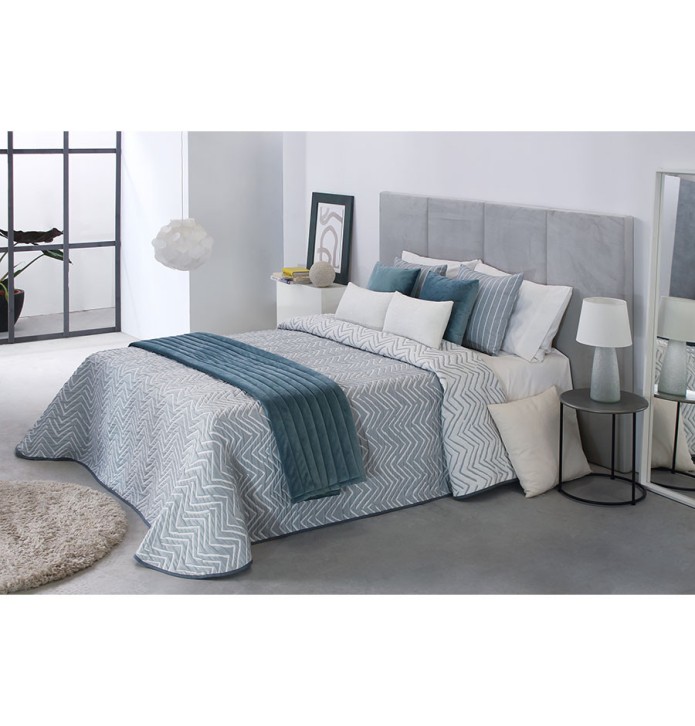 Couvre lit jacquard Obey bleu Reig Marti - Blancollection