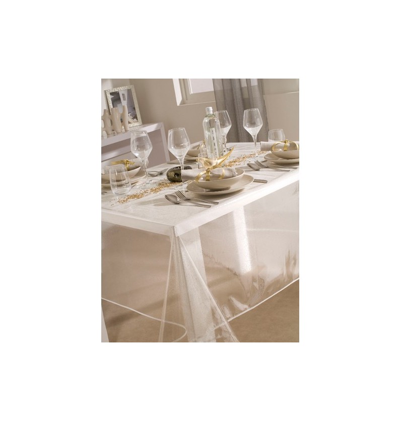 Nappe translucide Pailletée argent Calitex