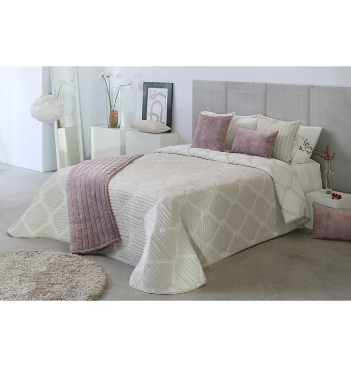 Couvre lit jacquard Oddish lin Reig Marti - Blancollection