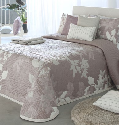 Couvre lit jacquard Sildavia rose parme Reig Marti
