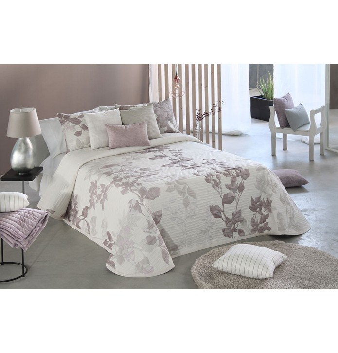 Couvre lit jacquard Sildavia rose parme Reig Marti - Blancollection