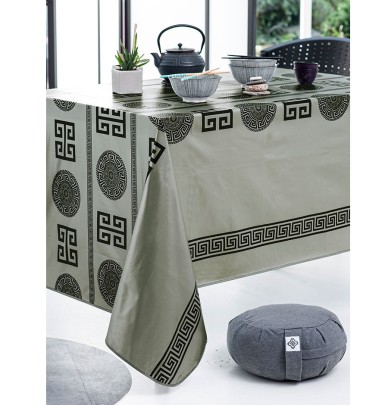 Nappe toile cirée Licy argent Calitex