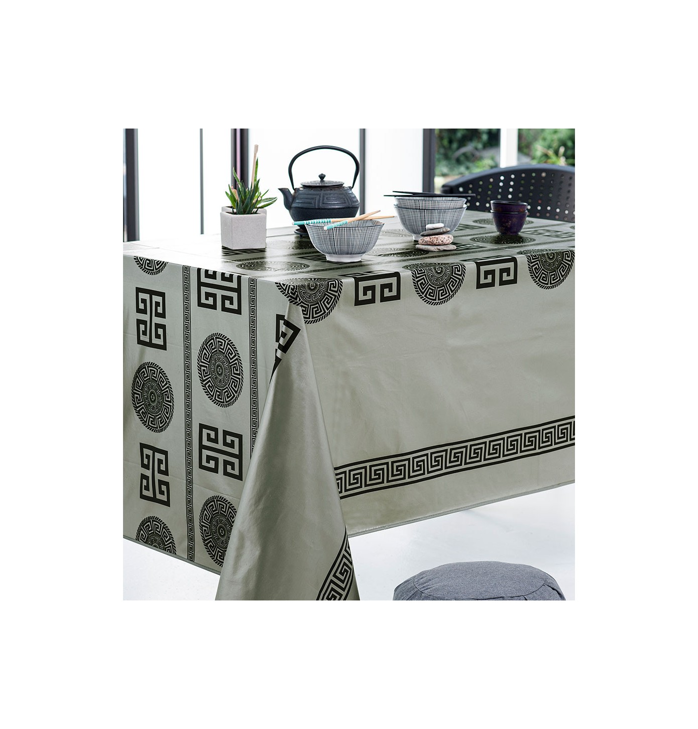 Toile Cirée Argentée/silver - Nappe Ou Protection De Table - Largeur 140 Cm - Lavable - Résistante