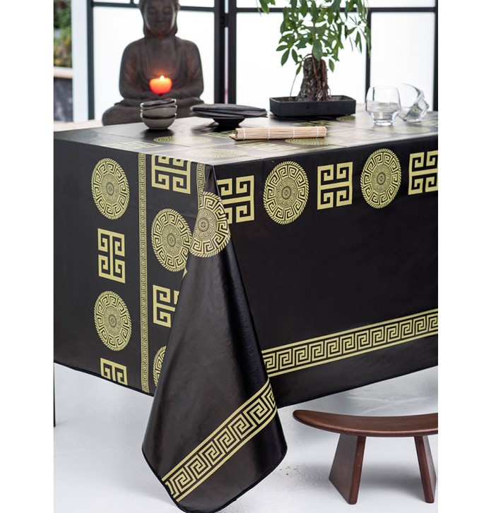 Nappe toile cirée Licy noir Calitex - Blancollection