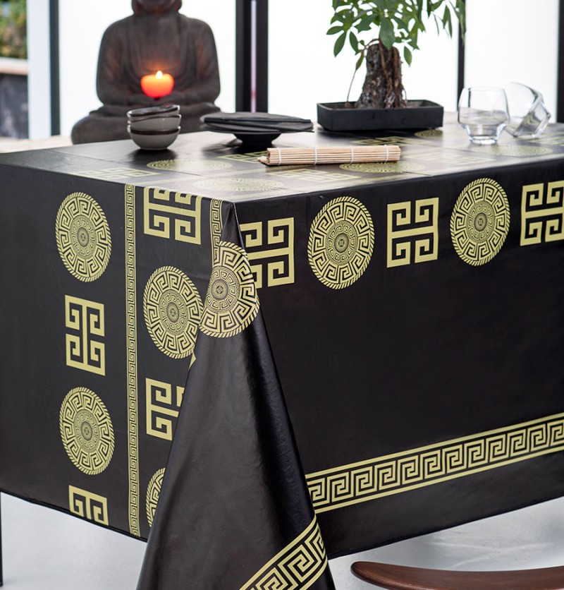 Nappe toile cirée Licy noir Calitex