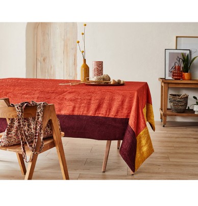 Nappe taffetas froissé Ambiance terre cuite José Houel