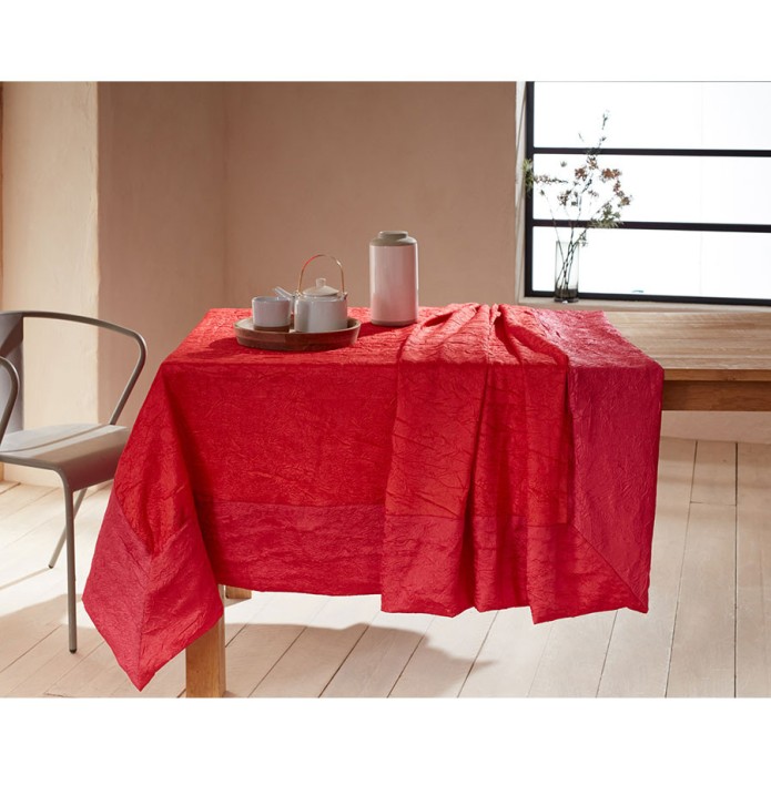 Nappe taffetas froissé Ambiance coquelicot José Houel - Blancollection