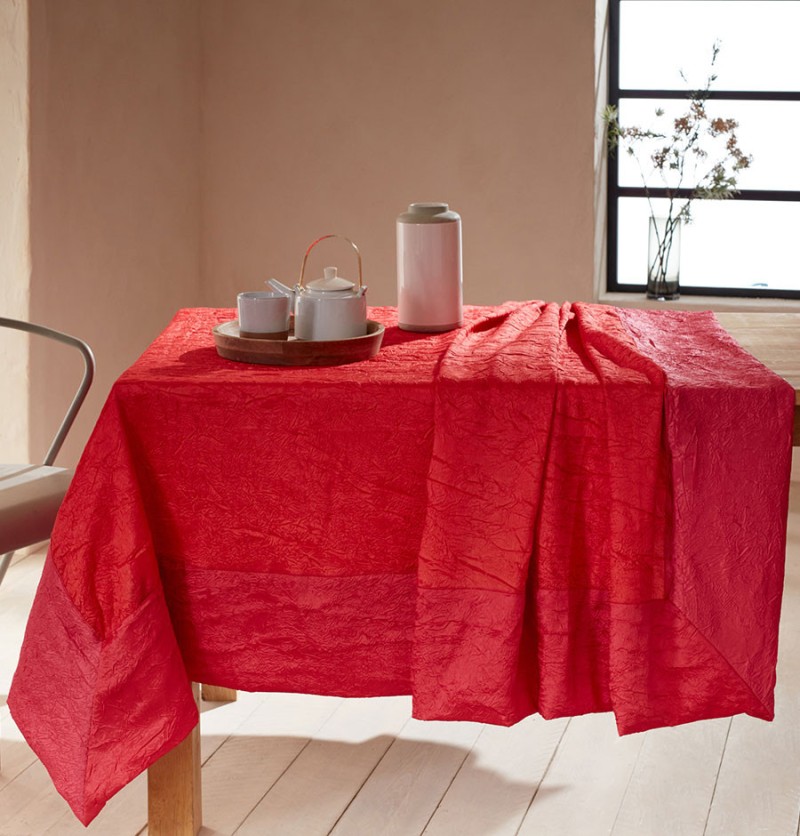 Nappe taffetas froissé Ambiance coquelicot José Houel