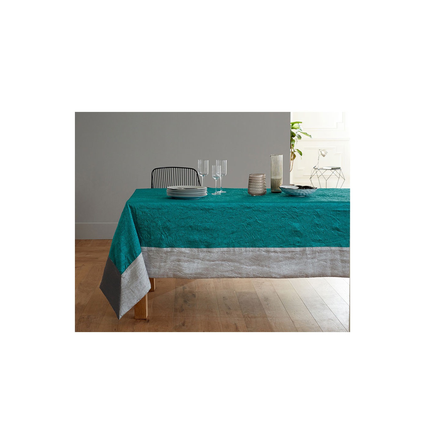 Tissu Taffetas Froissé/plissé Gris-bleu Métallisé - Largeur 1,45m - Longueur 35m - Pour Couture/décoration