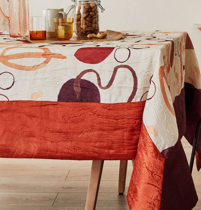 Nappe taffetas froissé Abstract roux José Houel - Blancollection