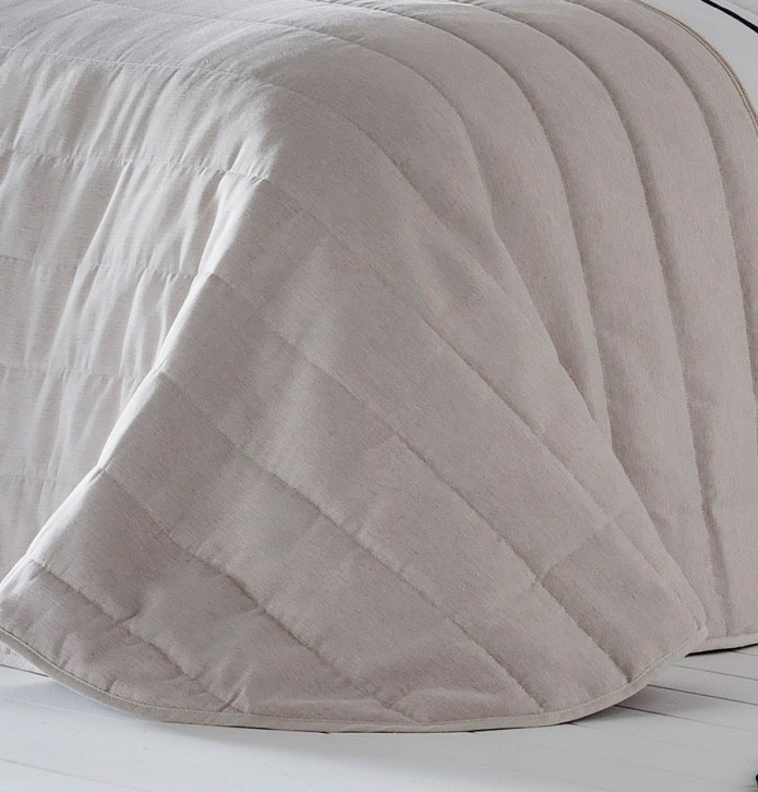 Couvre-lit matelassé et ses housses coussins Valerian marine Antilo - Blancollection