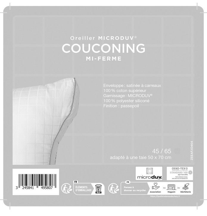 Oreiller Fjord Couconing Microduv mi-ferme - Blancollection