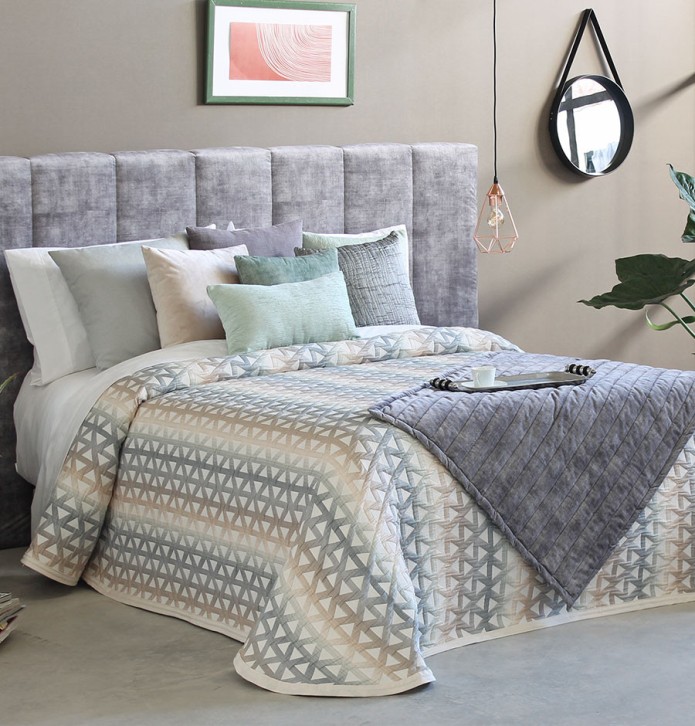 Couvre lit jacquard Murphy gris beige Reig Marti - Blancollection
