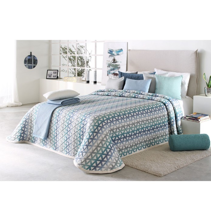 Couvre lit jacquard Murphy bleu Reig Marti - Blancollection