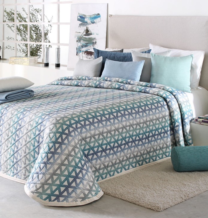 Couvre lit jacquard Murphy bleu Reig Marti - Blancollection
