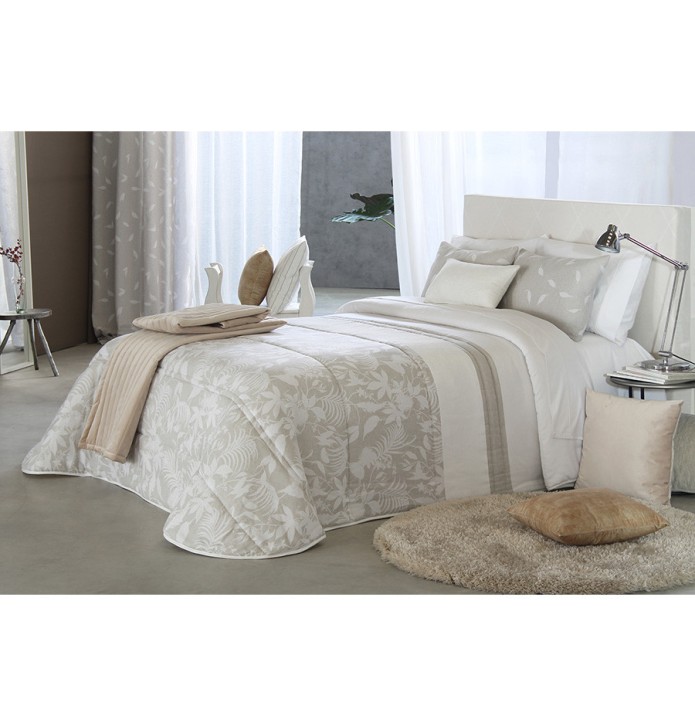 Couvre lit matelassé jacquard Posse lin Reig Marti - Blancollection