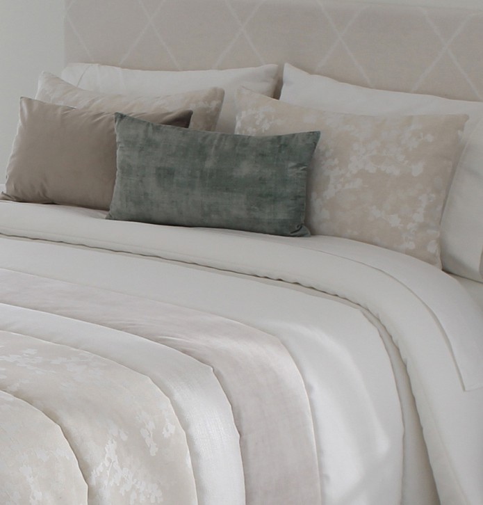 Couvre lit matelassé jacquard Perich lin Reig Marti - Blancollection