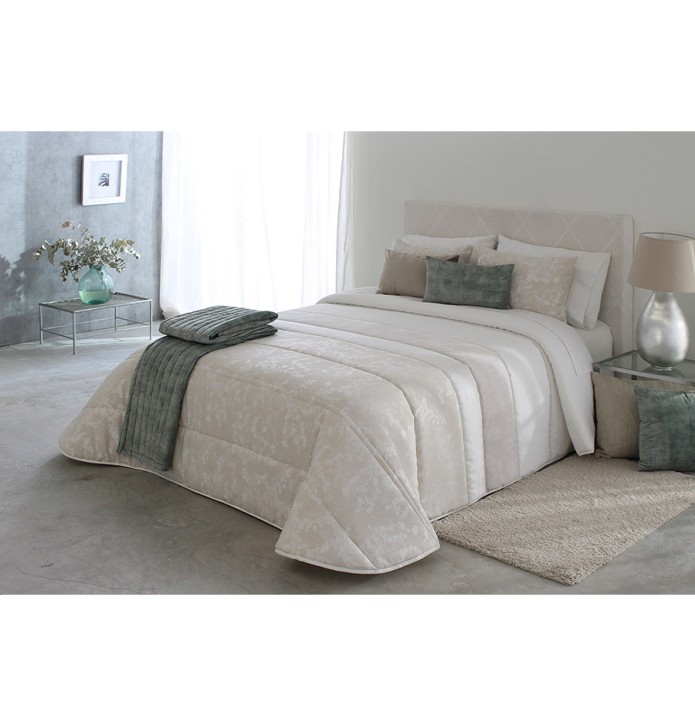 Couvre lit matelassé jacquard Perich lin Reig Marti - Blancollection