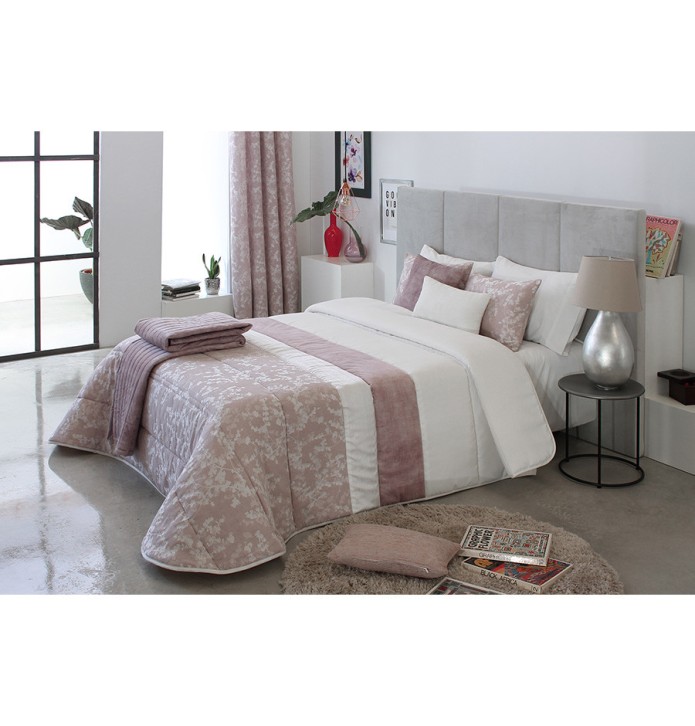Couvre lit matelassé jacquard Perich mauve Reig Marti - Blancollection