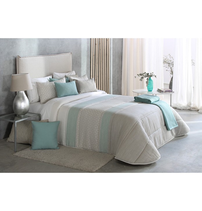 Couvre lit matelassé jacquard Puig bleu Reig Marti - Blancollection
