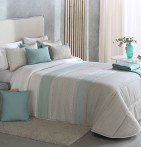 Couvre lit matelassé et ses housses coussins Puig bleu Reig Marti