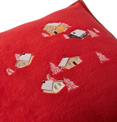 Housse coussin polaire Au Coeur de la Vallée Sylvie Thiriez