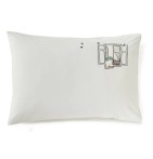 Taie d'oreiller percale Bonjour Sylvie Thiriez - Blancollection