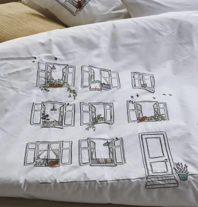 Housse de couette percale Bonjour Sylvie Thiriez