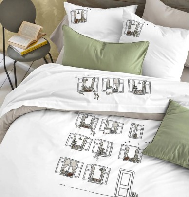 Housse de couette percale Bonjour Sylvie Thiriez