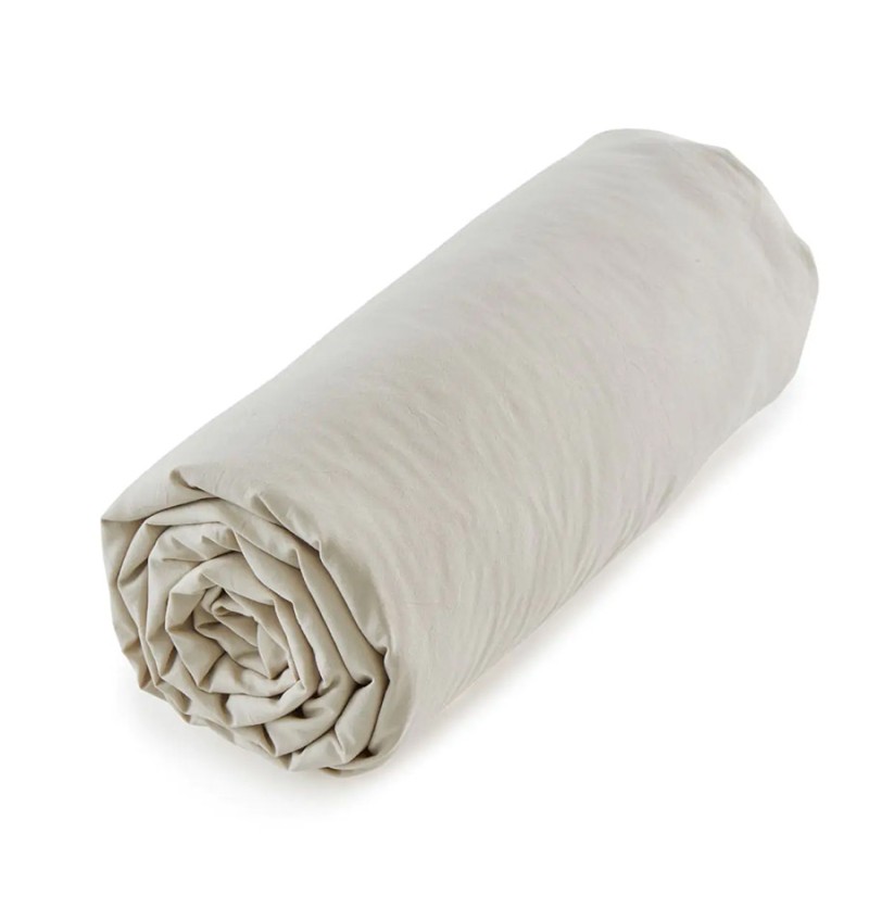 Drap housse percale beige Sylvie Thiriez