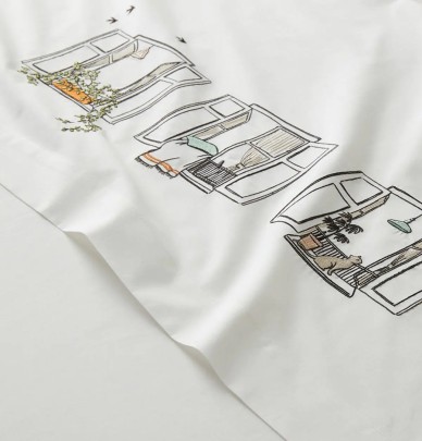Parure de lit percale Bonjour Sylvie Thiriez