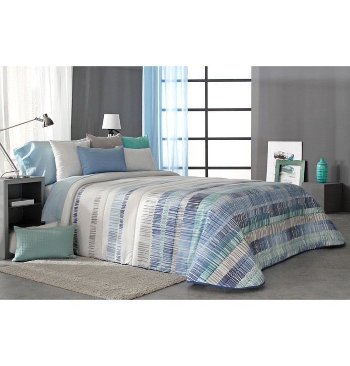 Couvre lit matelassé Mitchell bleu Reig Marti - Blancollection
