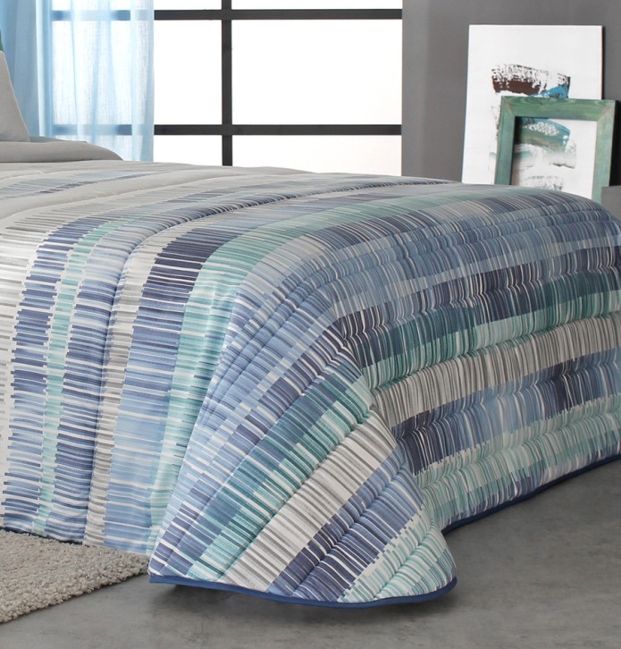 Couvre lit matelassé Mitchell bleu Reig Marti - Blancollection
