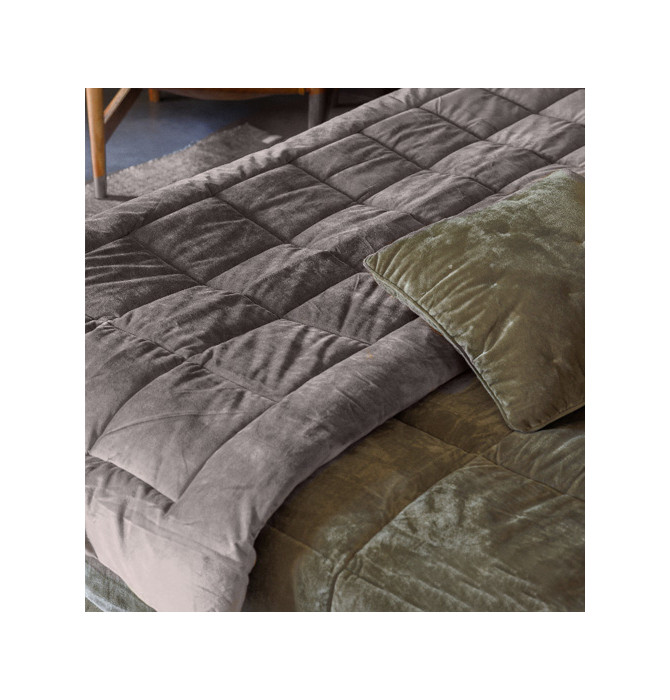 Couvrelit velours matelassé Moki bison Vent du Sud Blancollection Couvrelit velours matelassé Moki bison Vent du Sud Blancollection