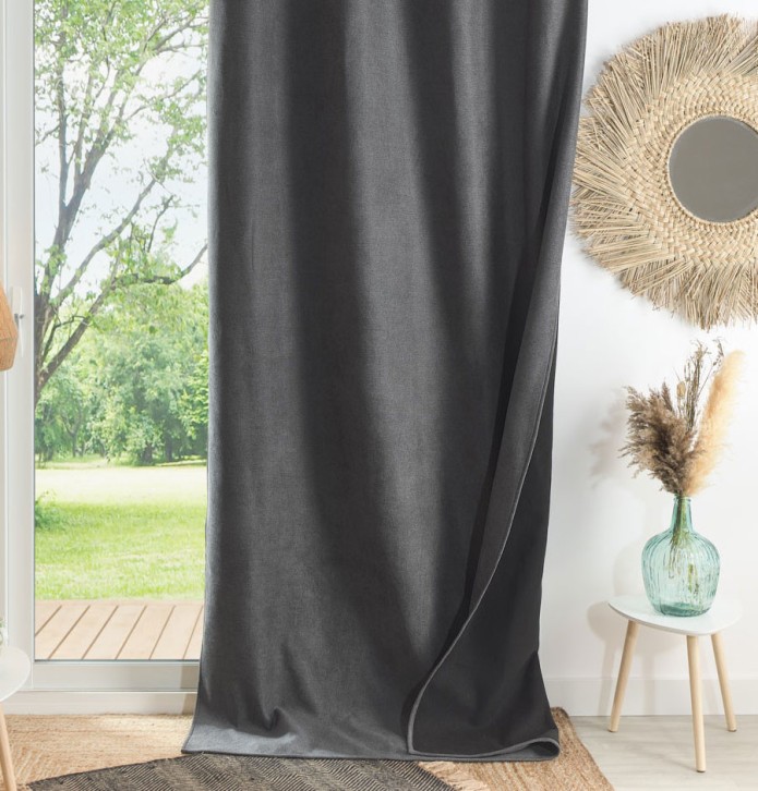 Rideau isolant phonique thermique Konfor anthracite Qabane - Blancollection