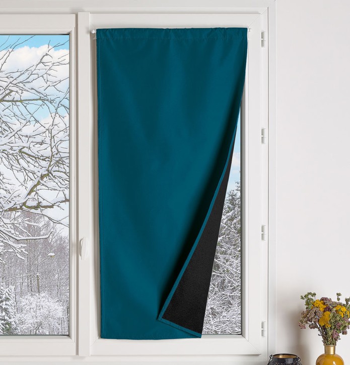 Paire de vitrages occultants thermiques Warmnight bleu paon Qabane - Blancollection