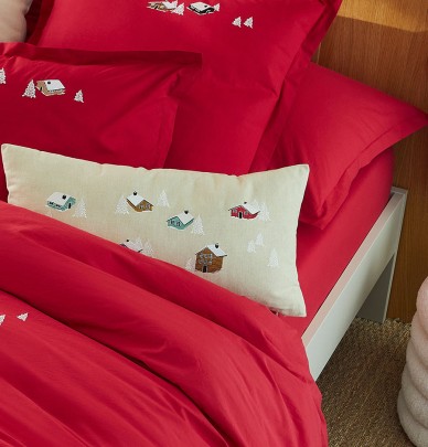 Drap housse percale rouge montagne Sylvie Thiriez