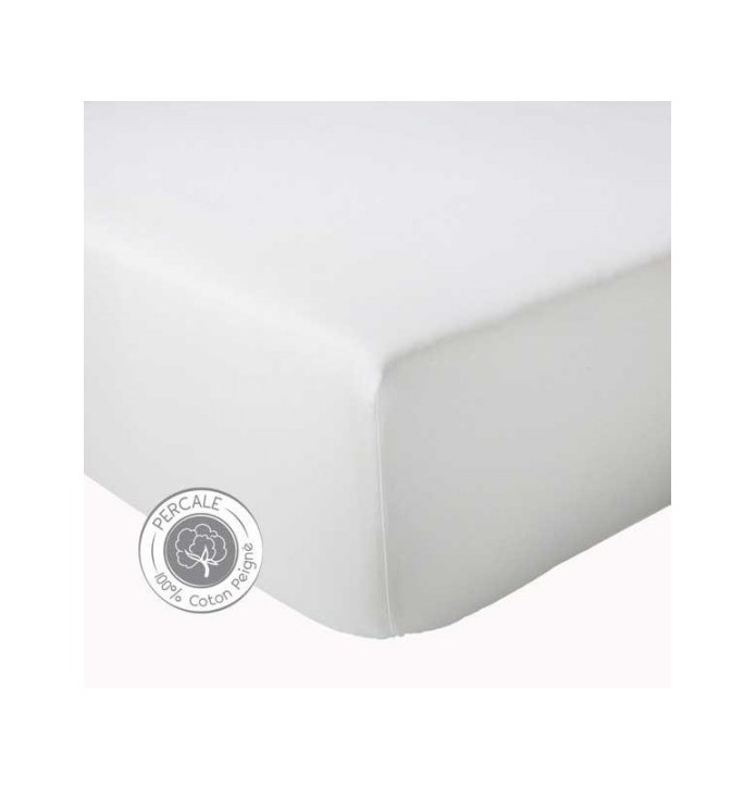 Drap housse percale blanc grands bonnets 40cm Tradilinge Drap housse percale blanc grands bonnets 40cm Tradilinge