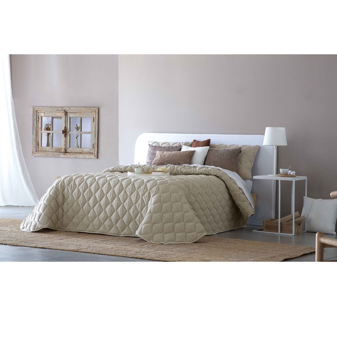 Couvre lit matelassé Rustik beige Antilo - Blancollection